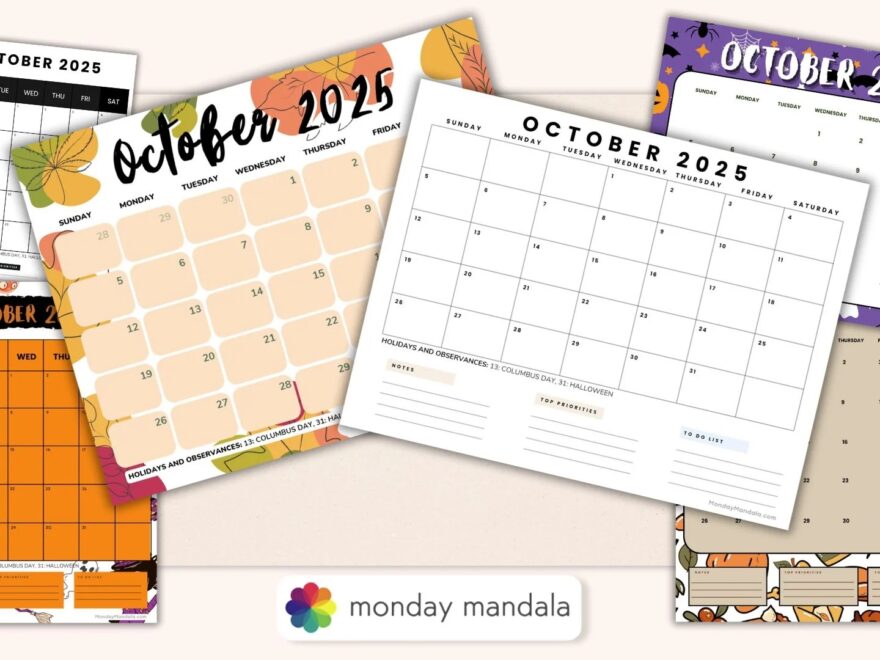 October 2025 Calendar 52 Free PDF Printables
