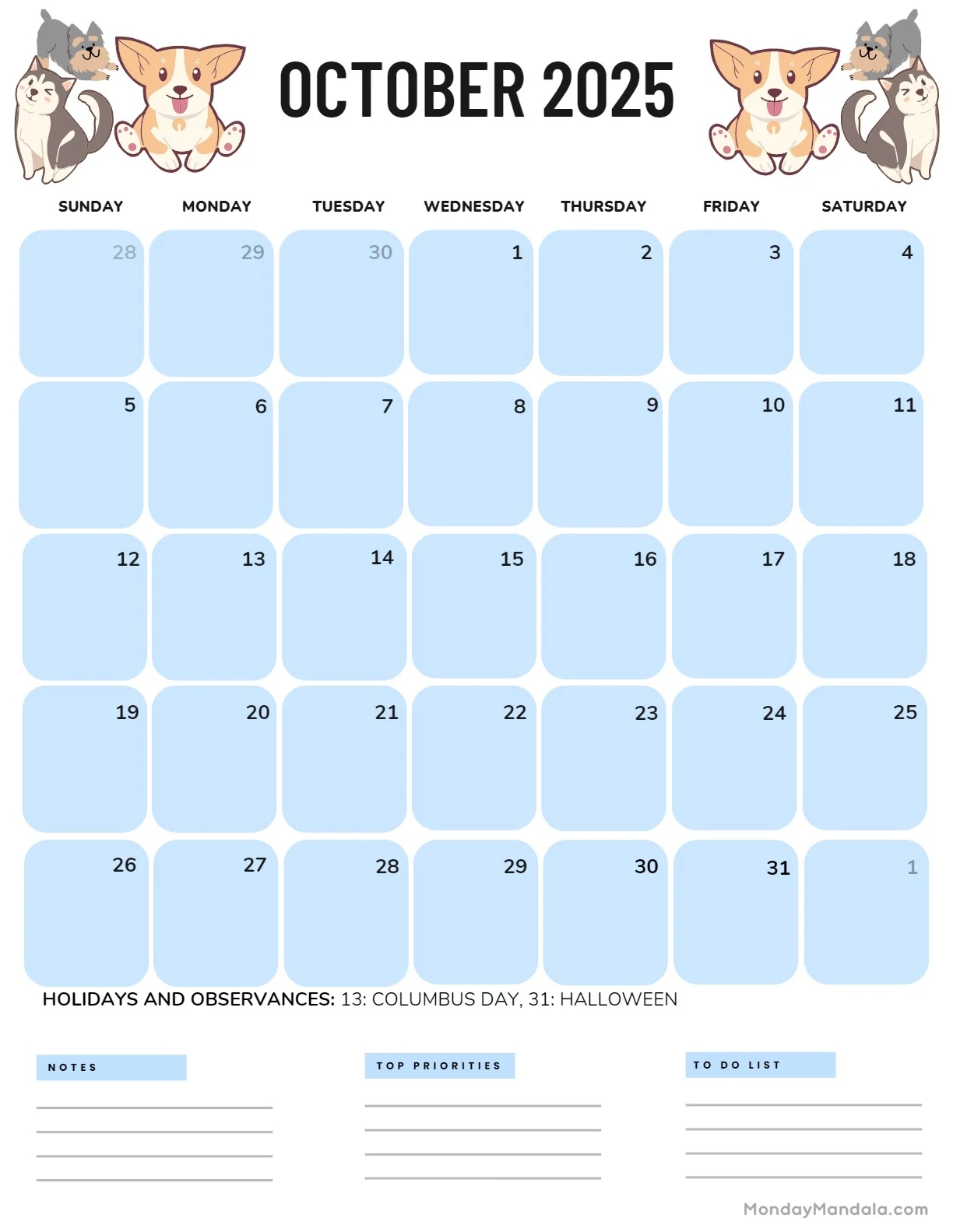 October 2025 Calendar 52 Free PDF Printables 