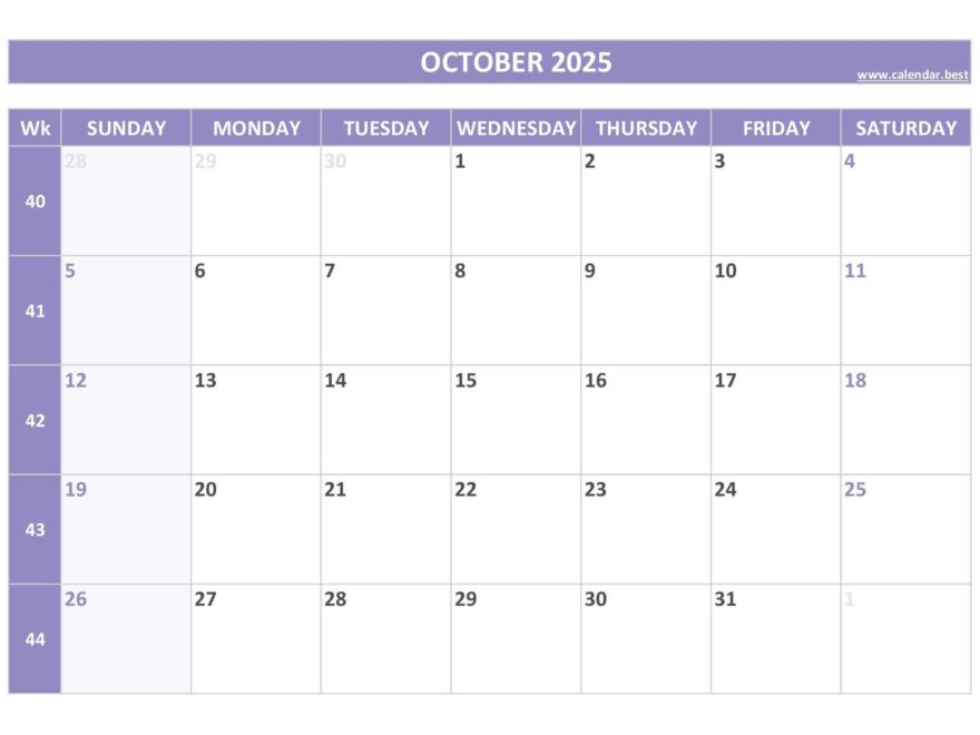 October 2025 Calendar Calendar best