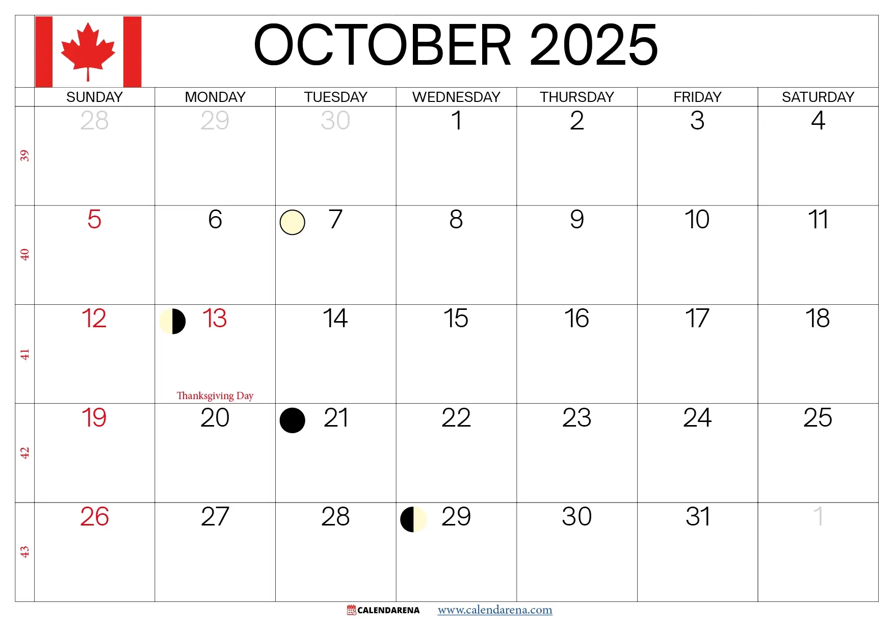 October 2025 Calendar Canada With Holidays