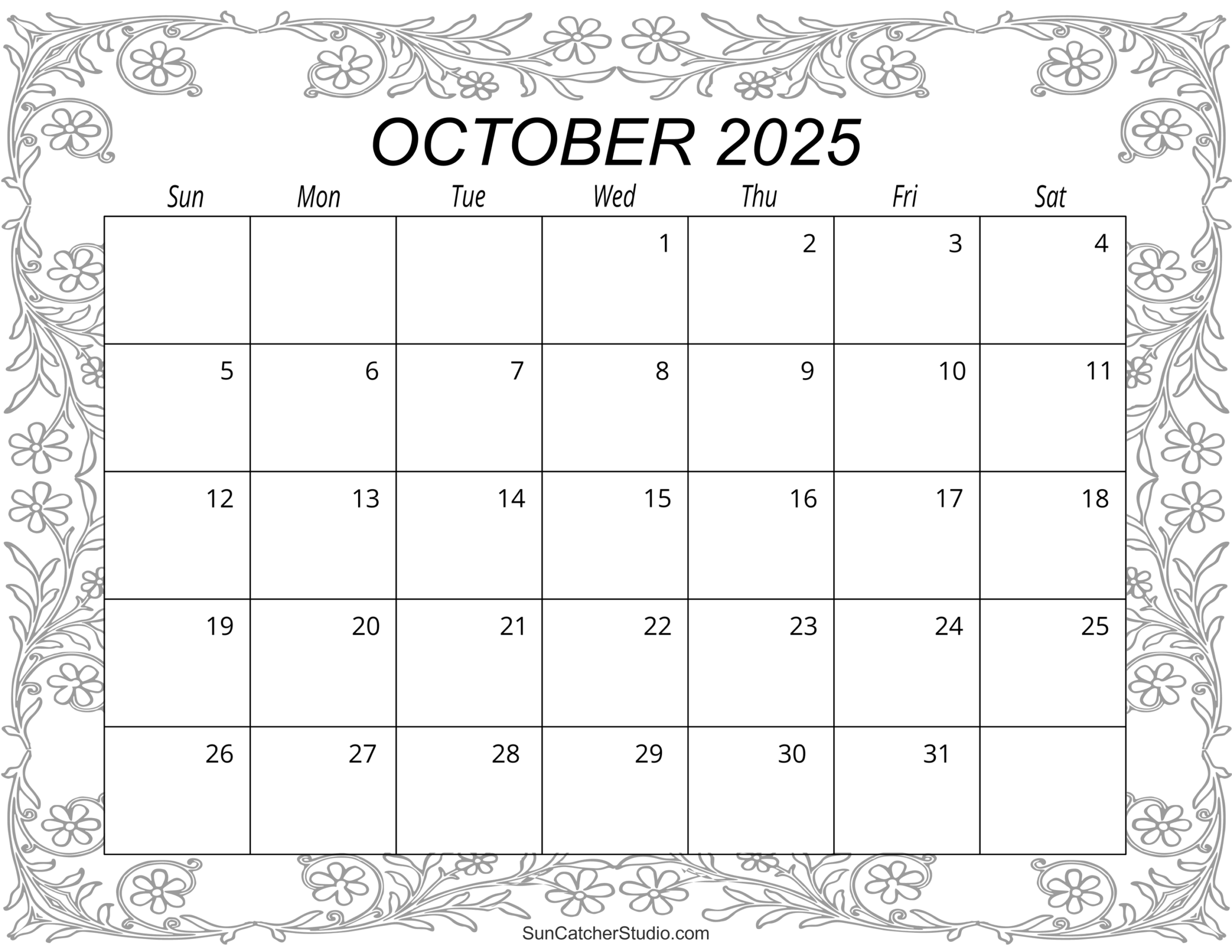 October 2025 Calendar Free Printable Free Printables Monograms Design Tools Patterns DIY Projects