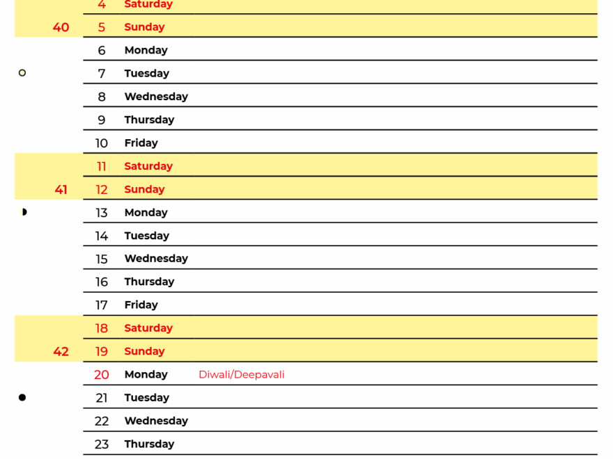 October 2025 Calendar India