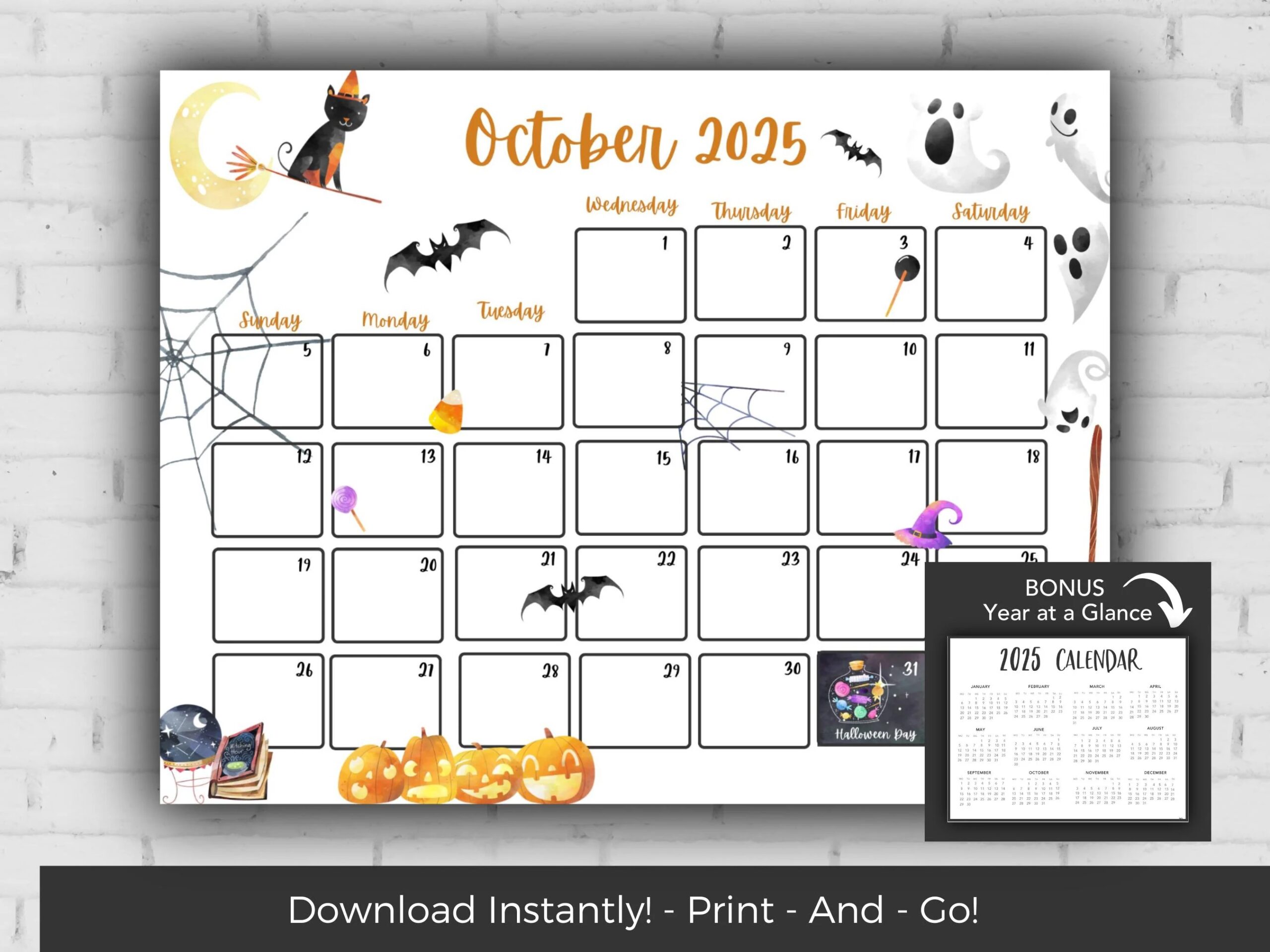 October 2025 Calendar Kids Calendar Printable Calendar 2025 Monthly Calendar Printable 2025 Wall Calendar 2025 Calendar Printable Etsy