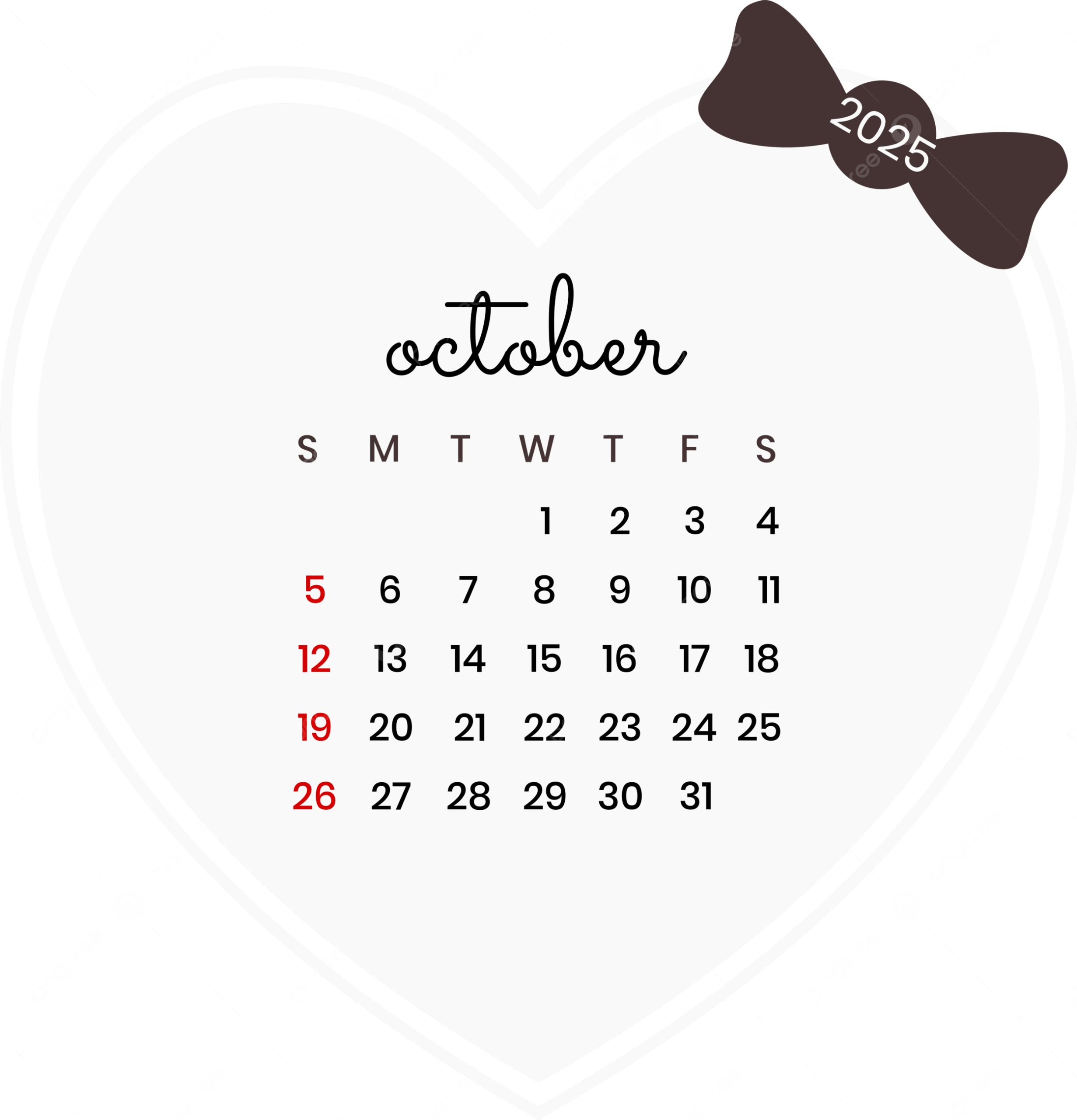 October Calendar Printable 2025