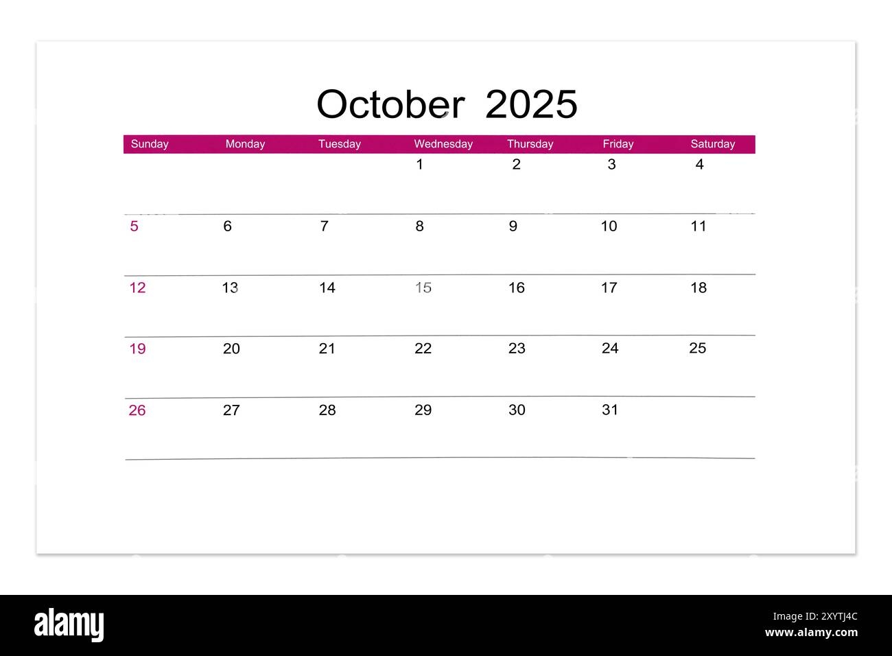October 2025 Calendar Page