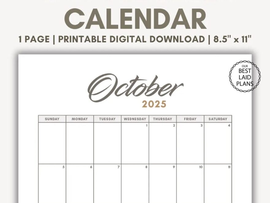 October 2025 Calendar Printable PDF October 2025 Calendar Page October 2025 Pink Boho October 2025 Cute Calendar Oct Cal Digital Download Etsy