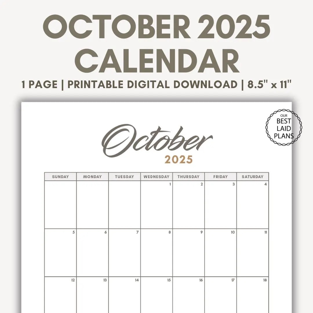 October 2025 Calendar Printable PDF October 2025 Calendar Page October 2025 Pink Boho October 2025 Cute Calendar Oct Cal Digital Download Etsy