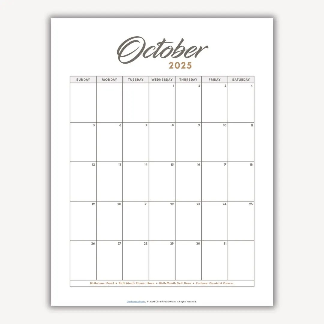 October 2025 Calendar Printable PDF October 2025 Calendar Page October 2025 Pink Boho October 2025 Cute Calendar Oct Cal Digital Download Etsy