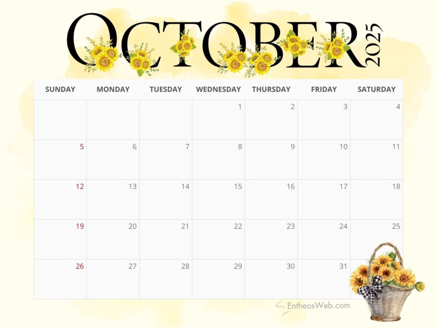 October 2025 Calendar Printables EntheosWeb