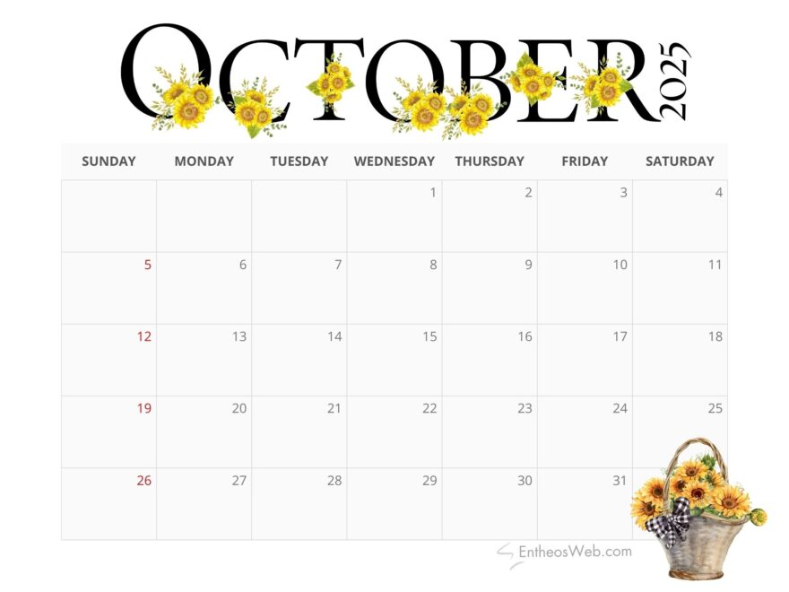 October 2025 Calendar Printables EntheosWeb