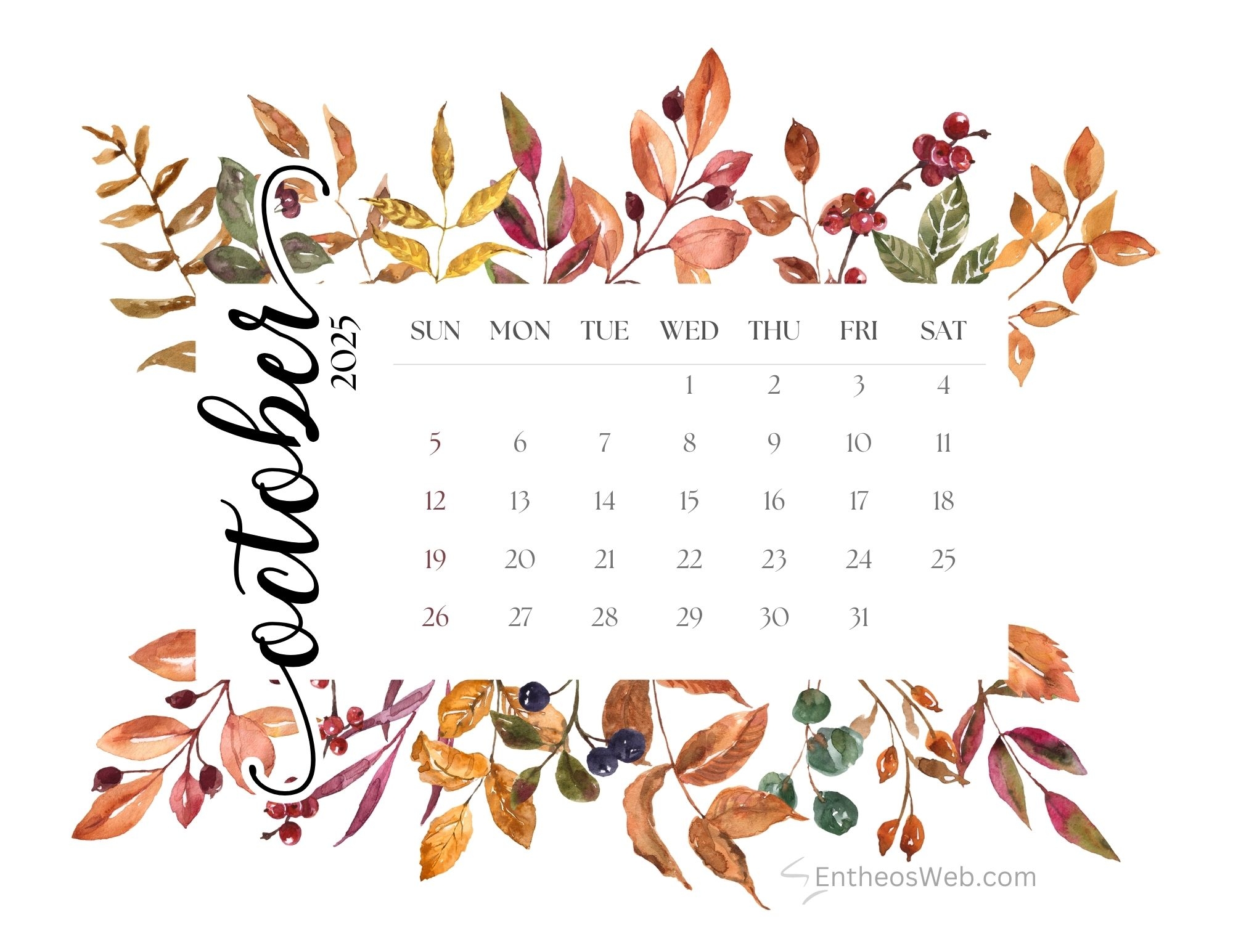 October 2025 Wallpaper Calendar