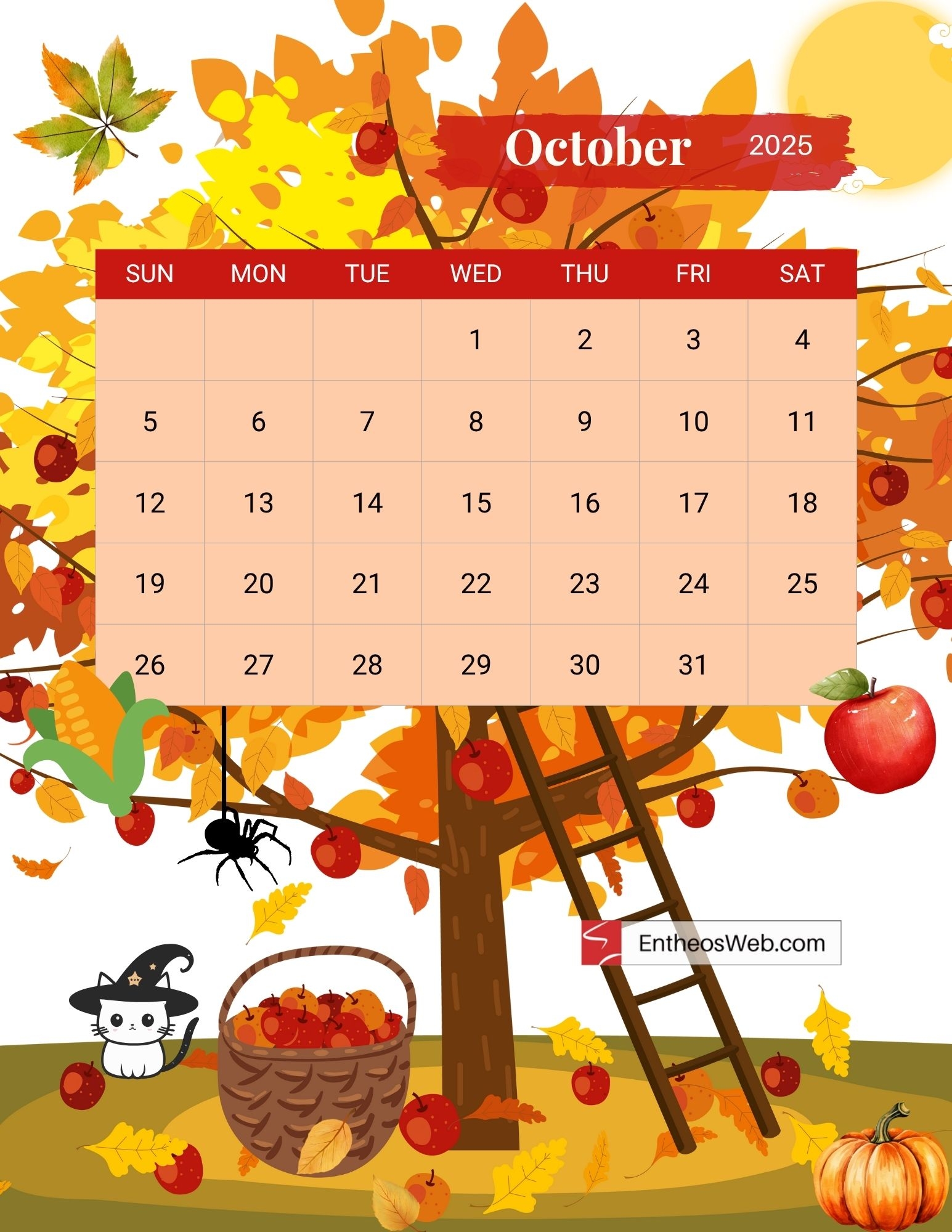 October 2025 Calendar Printables EntheosWeb