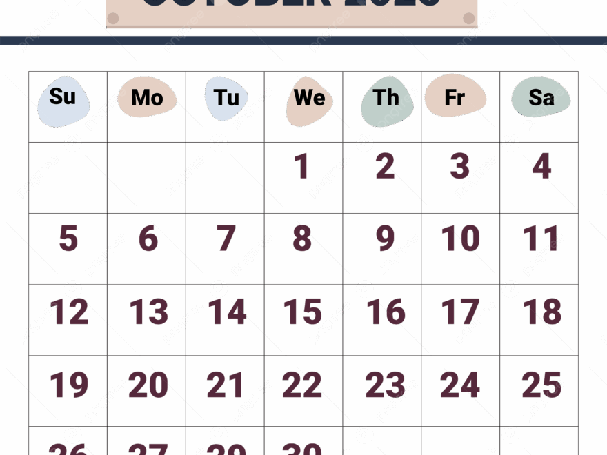 October 2025 Calendar Simple Vector October October Days Calendar Templates PNG And Vector With Transparent Background For Free Download