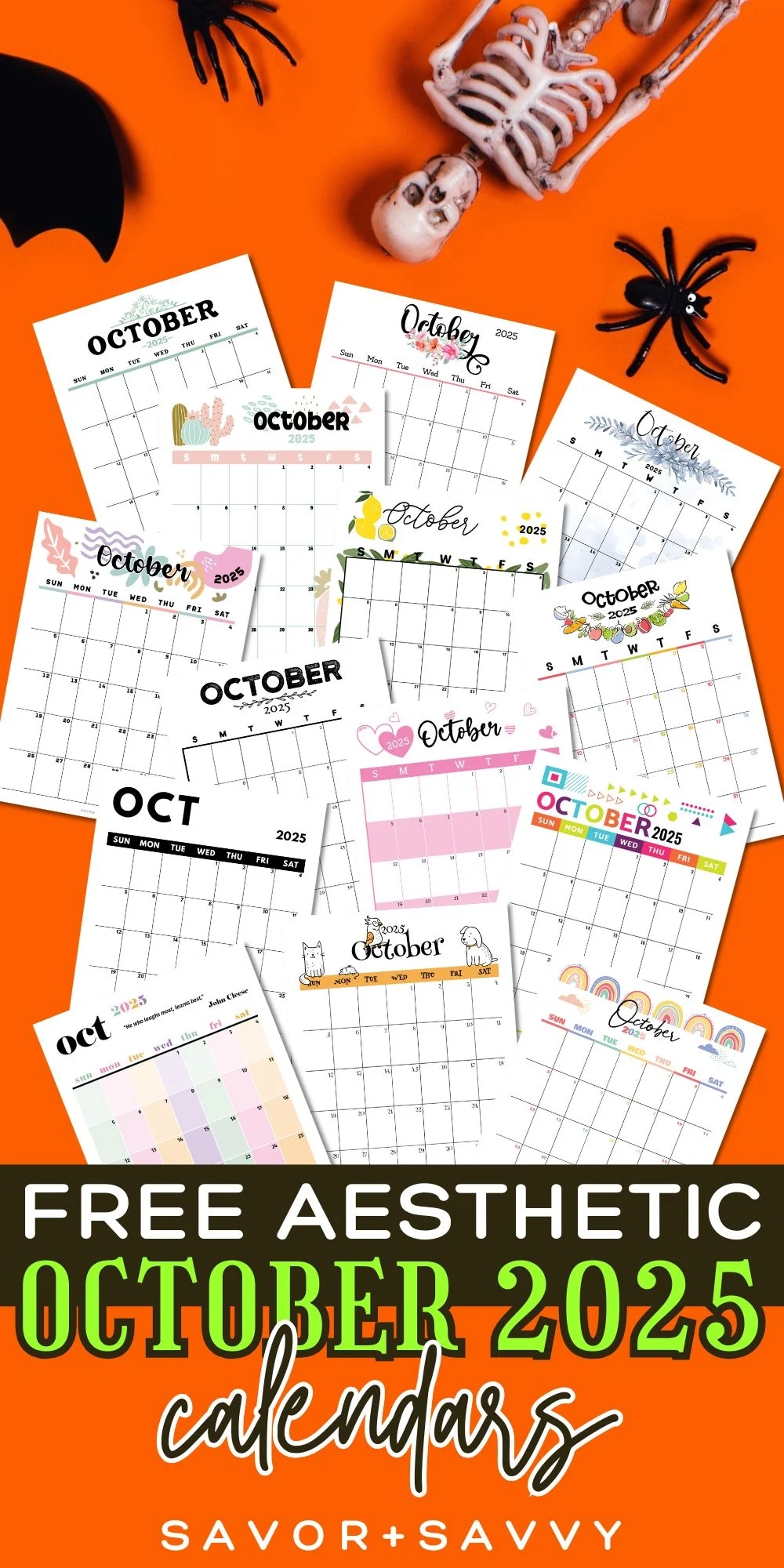 October Calendars 2025 Halloween Printable
