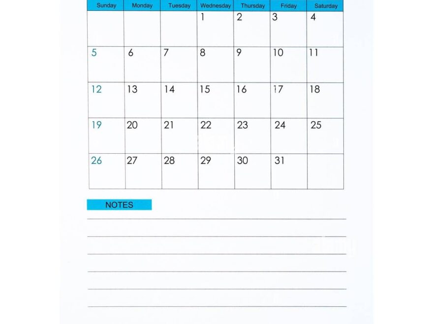 October 2025 Calendar Vertical Template On White Background Stock Photo Alamy
