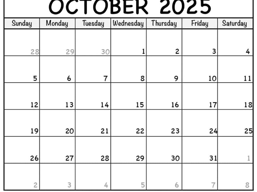 October 2025 Calendars Free Printable Templates