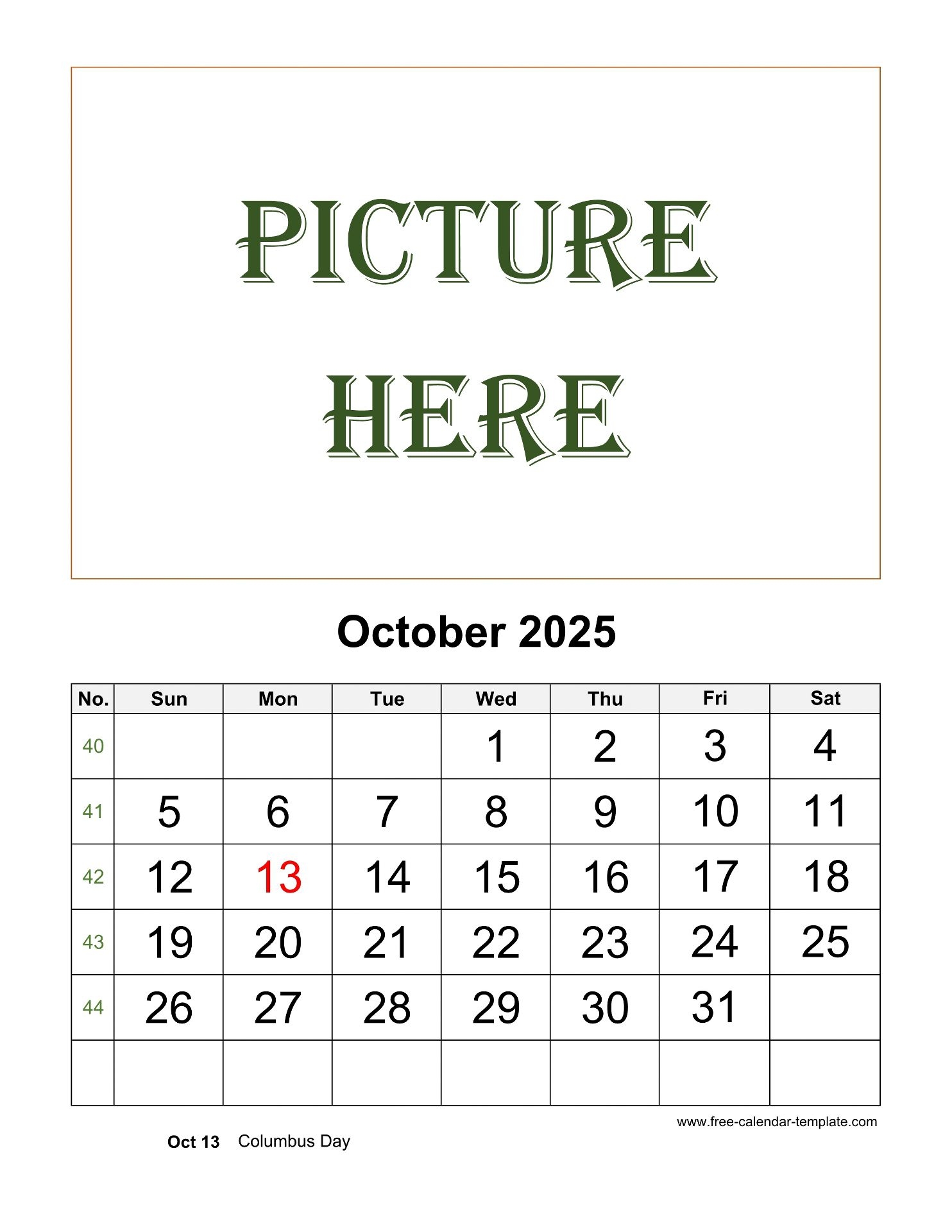 October 2025 Free Calendar Tempplate Free calendar template