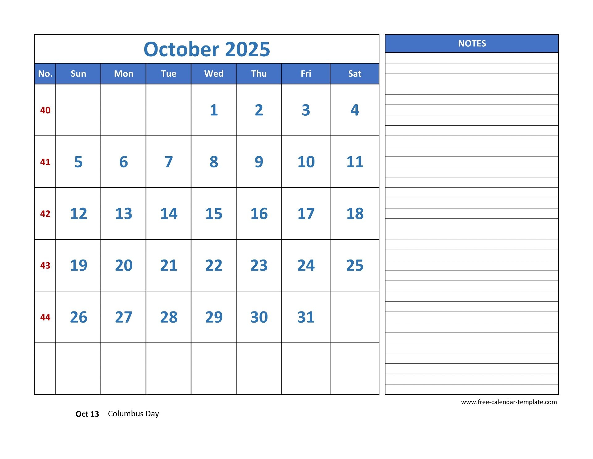 October 2025 Free Calendar Tempplate Free calendar template