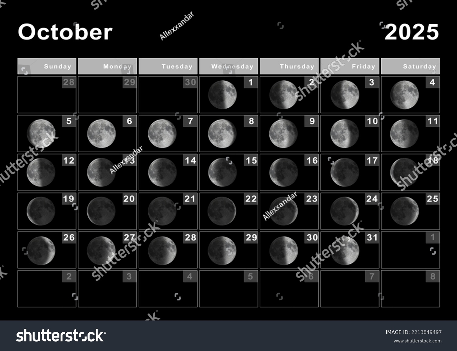Moon Calendar October 2025