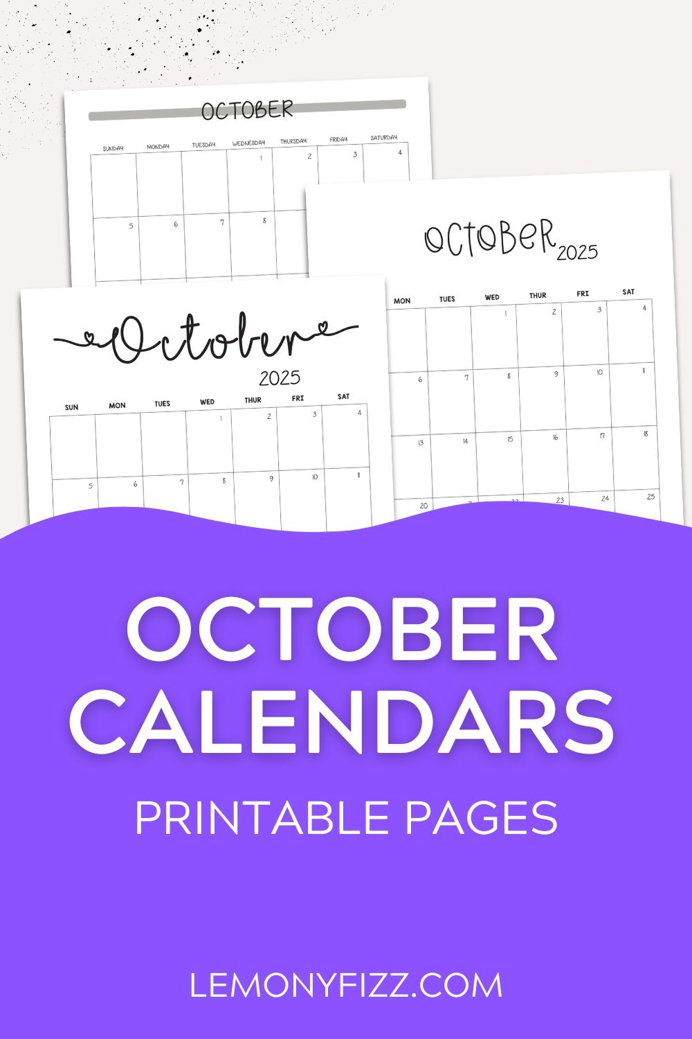 October 2025 Monthly Calendars To Print