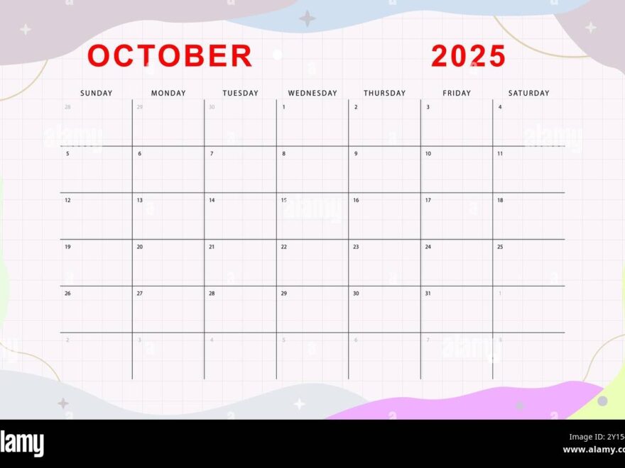 October 2025 Monthly Planner Cute Calendar Template Sunday Start Vector Design Stock Vector Image Art Alamy