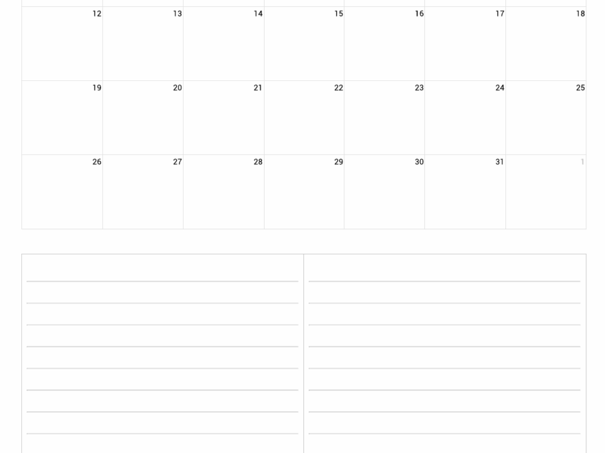 October 2025 Portrait Calendar With Notes Custom Calendar Maker