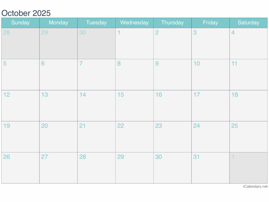 October 2025 Printable Calendar