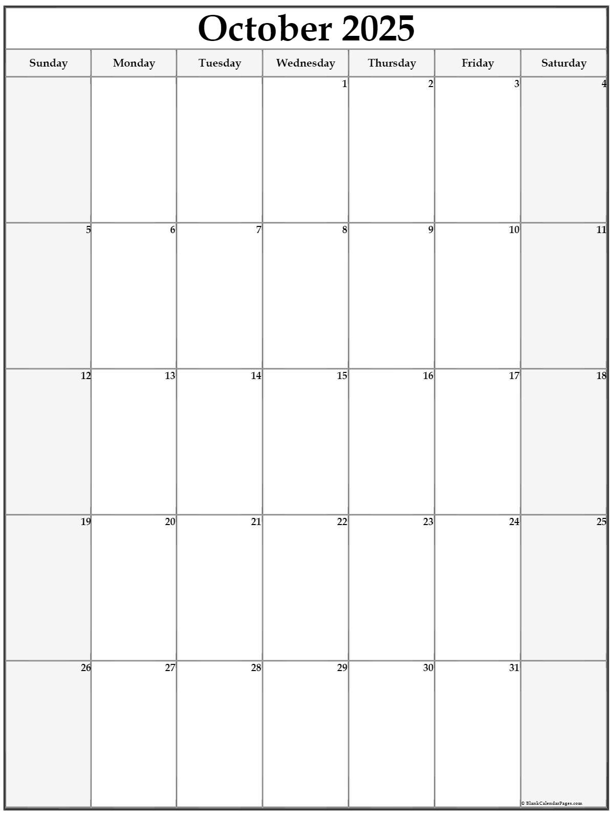 Calendar Of October 2025