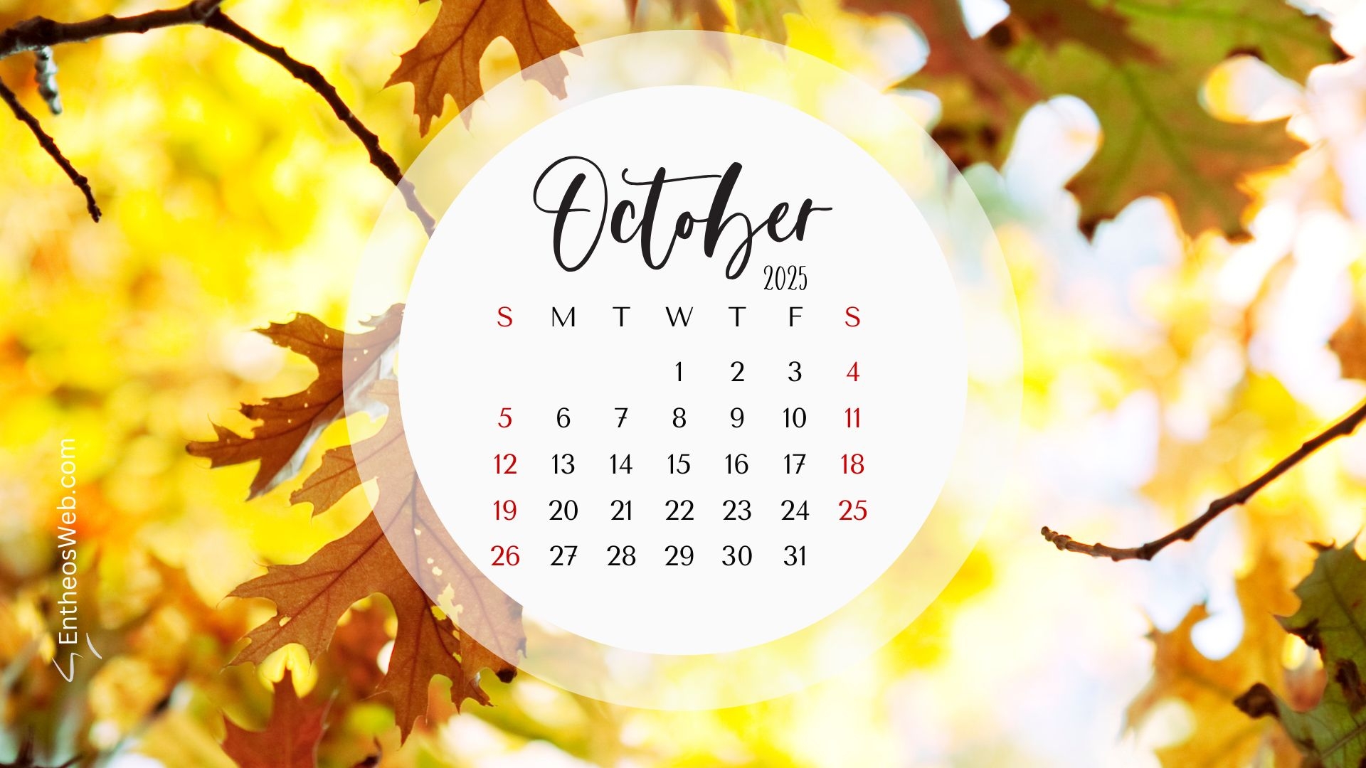 October 2025 Calendar Wallpaper