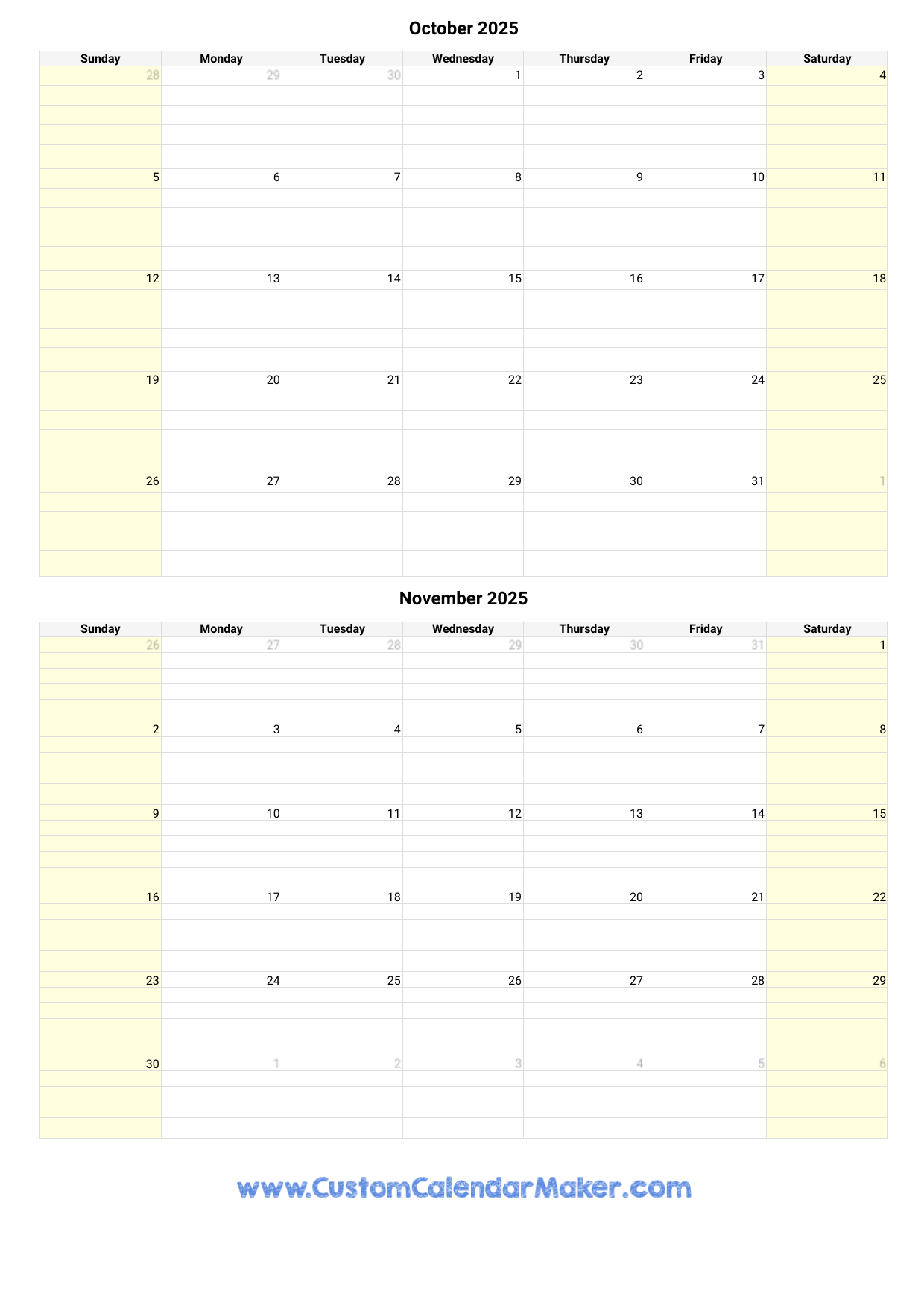 Print Calendar October 2025