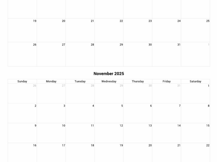 October And November 2025 Calendar Custom Calendar Maker