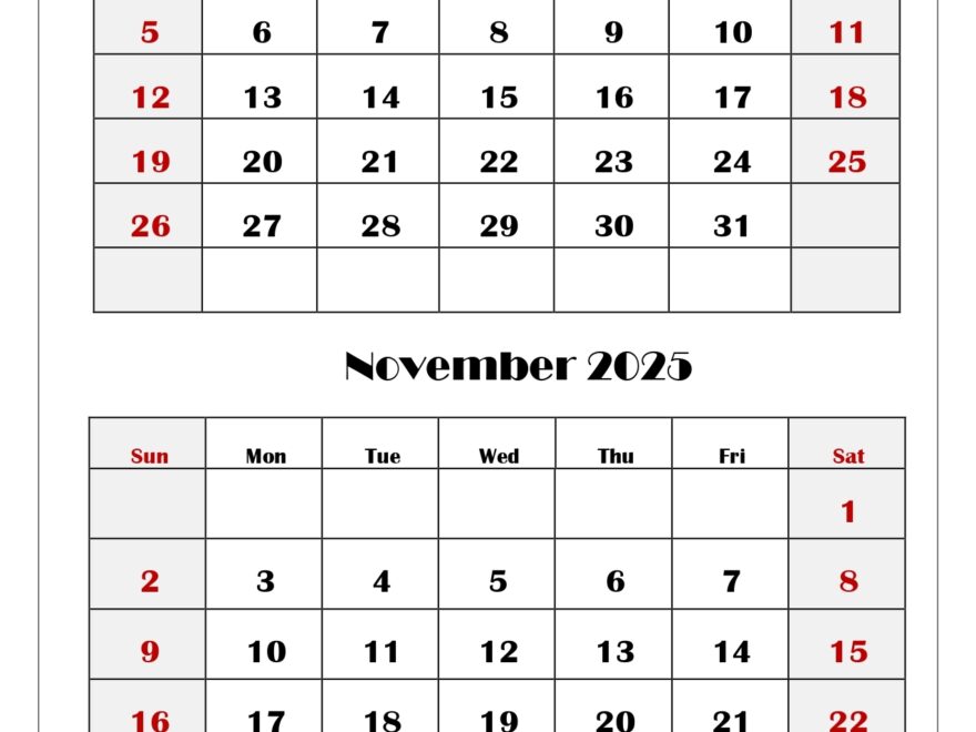 October And November 2025 Calendar Printable PDF Two Months Calendar