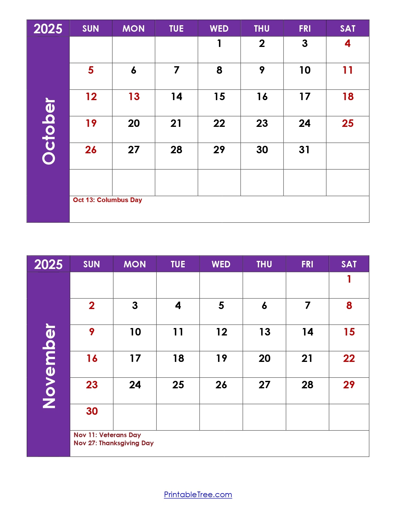 Calendar 2025 September October November