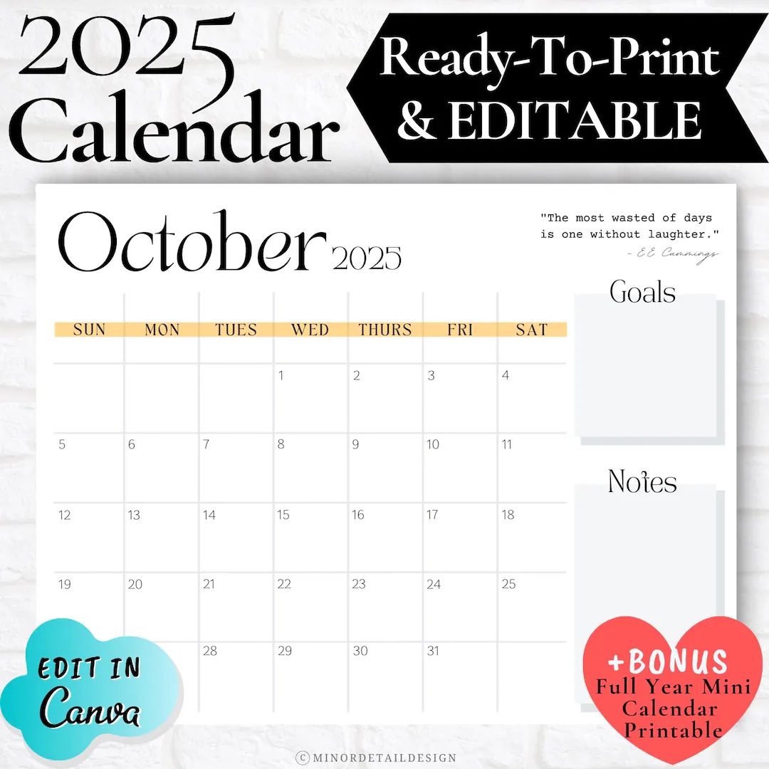 Print October 2025 Calendar