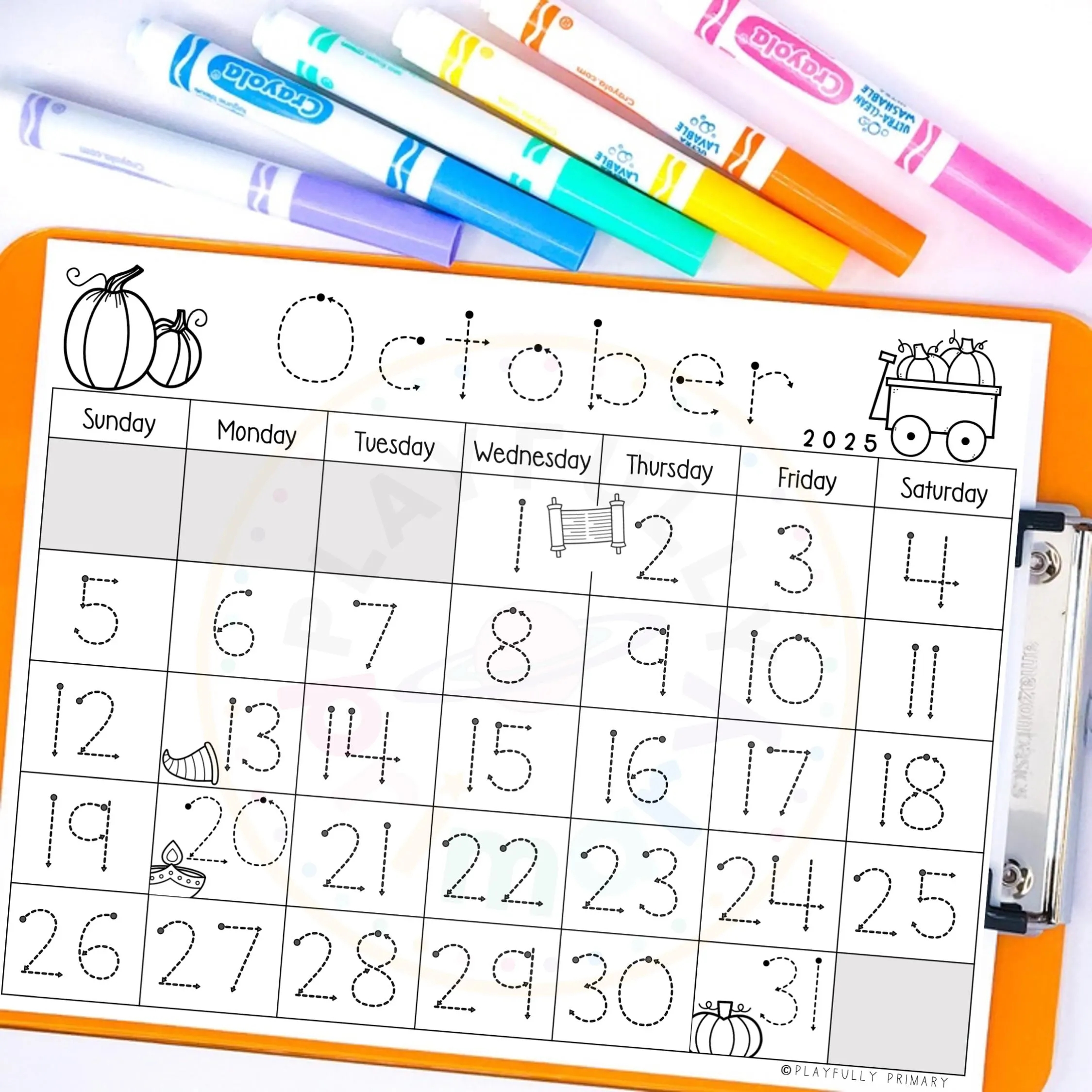 October Calendar 2025 Printable Calendar Tracing Worksheets Kindergarten Preschool Calendar Traceable Blank Calendar Template October 2025 Etsy