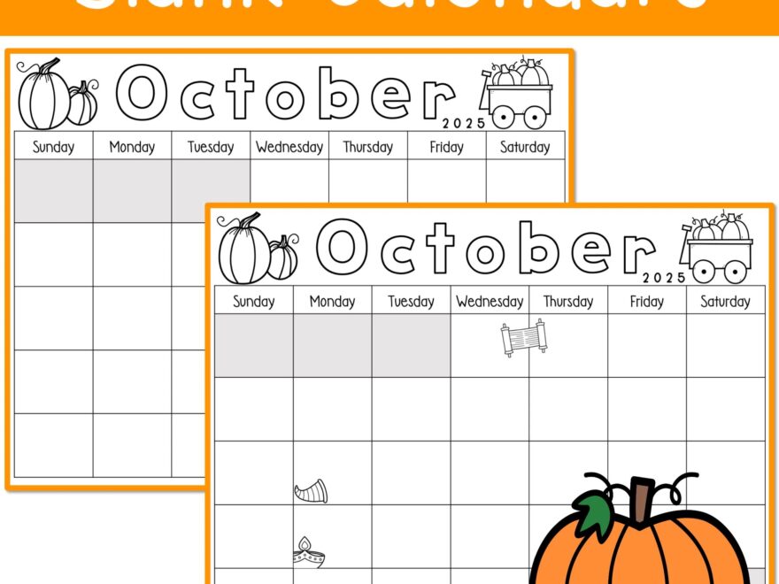 October Calendar 2025 Printable Calendar Tracing Worksheets Kindergarten Preschool Calendar Traceable Blank Calendar Template October 2025 Etsy