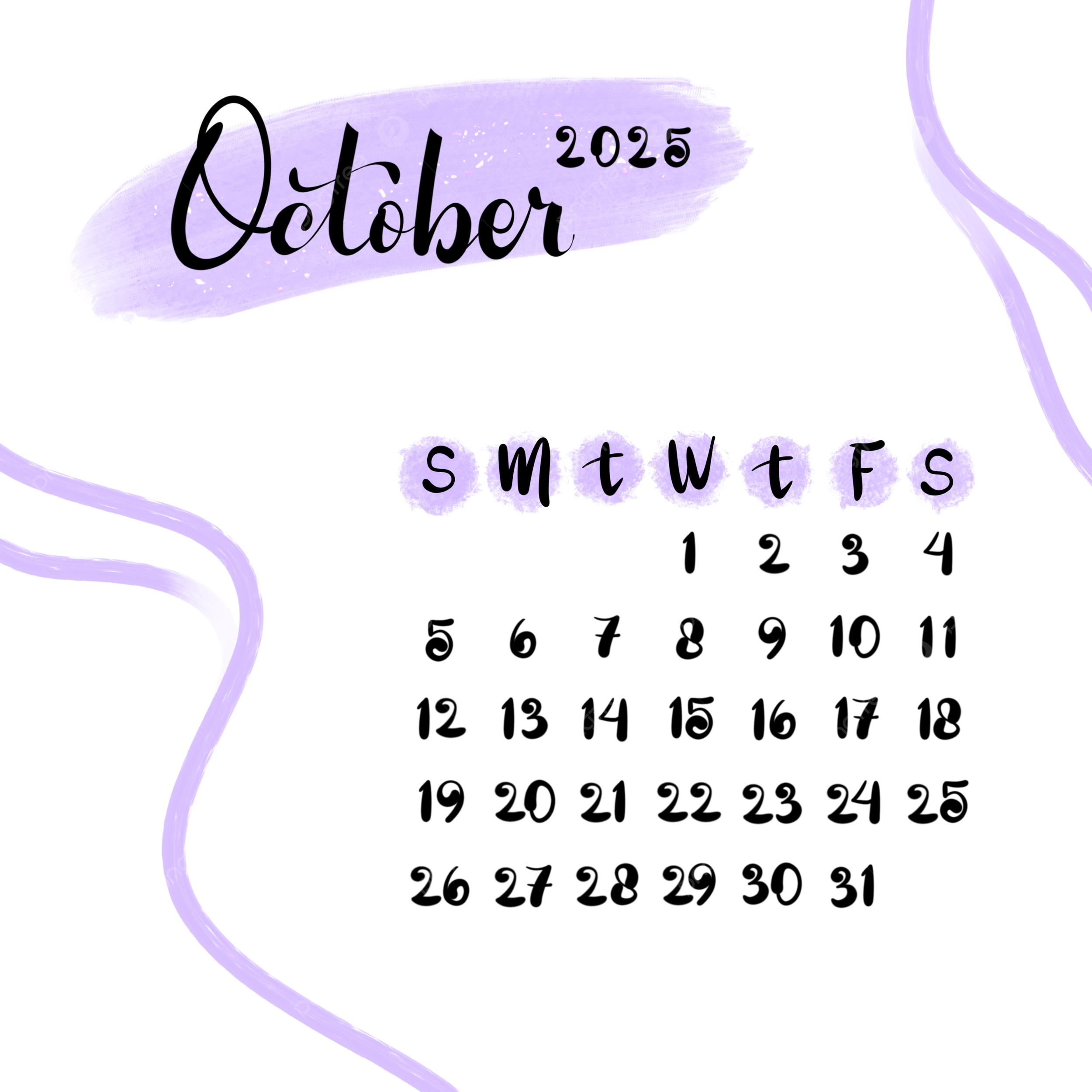 October Transparent Calendar 2025 Minimalist Calendar Transparent Calendar Calendar 2025 PNG Transparent Clipart Image And PSD File For Free Download