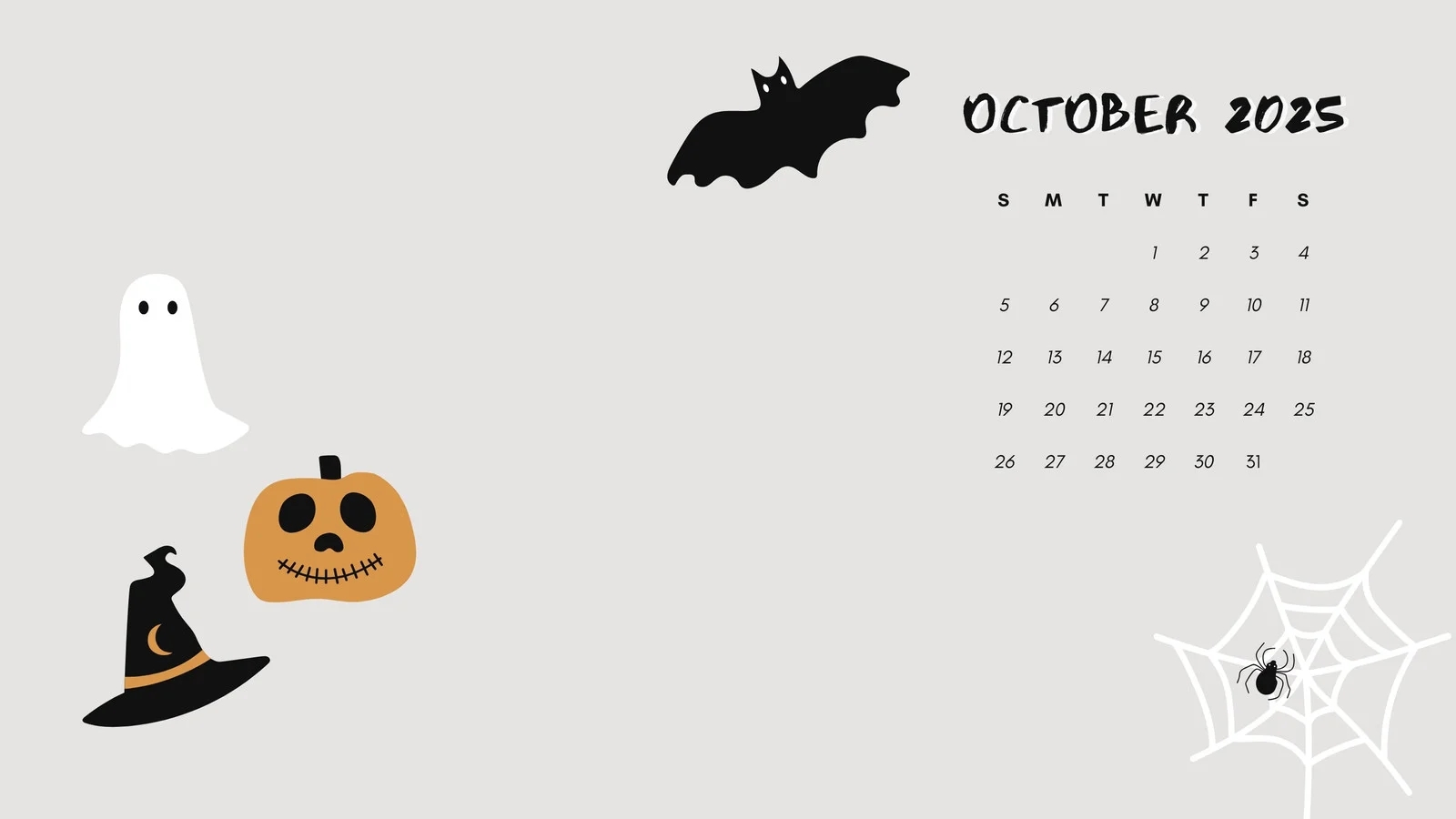 October Halloween Calendar 2025