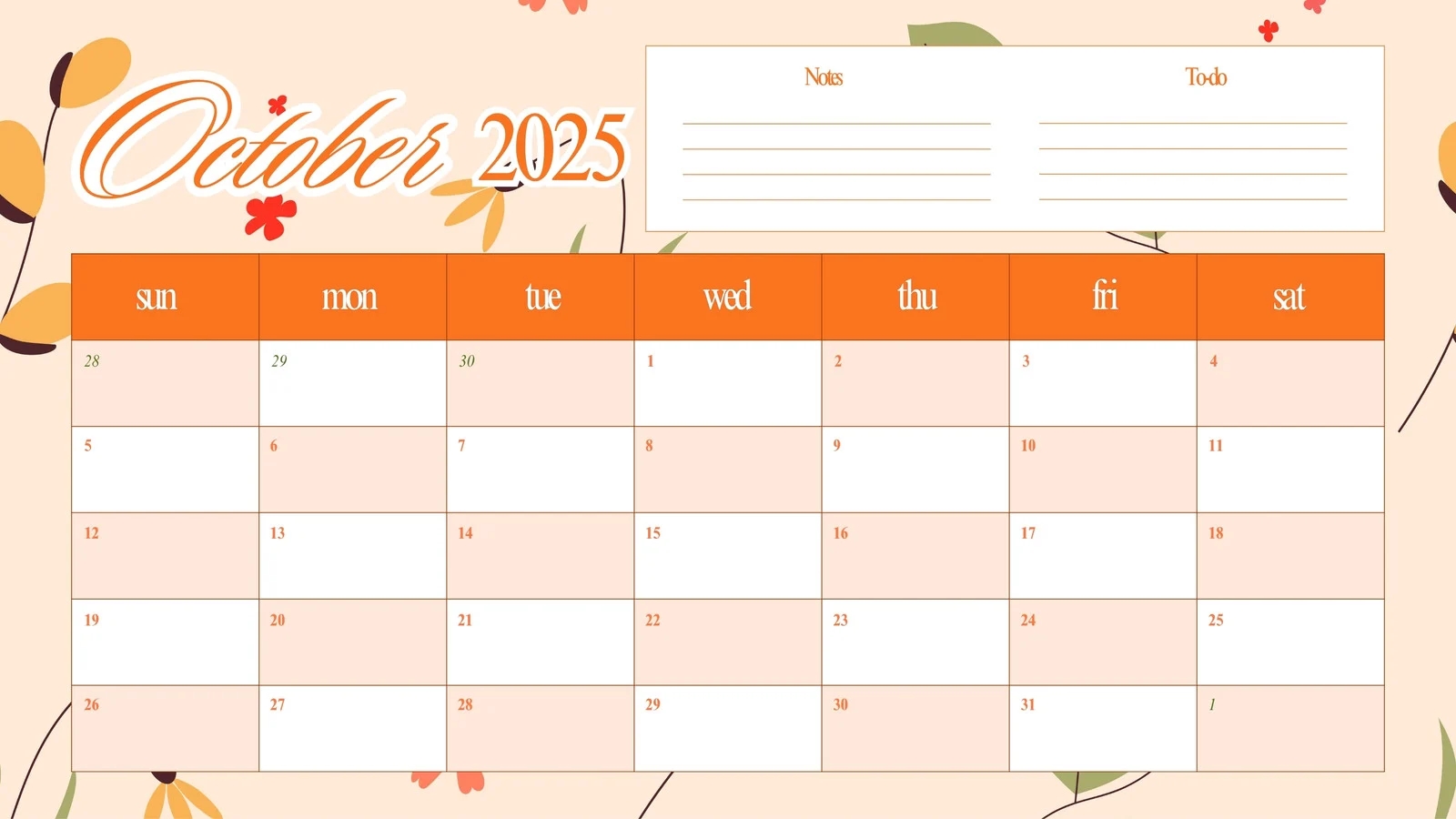 Page 2 Free And Customizable October Templates