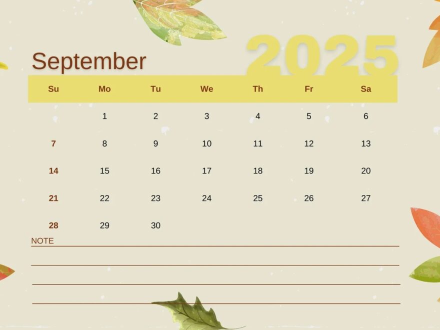 Page 3 Free Printable September 2025 Calendar Templates Canva
