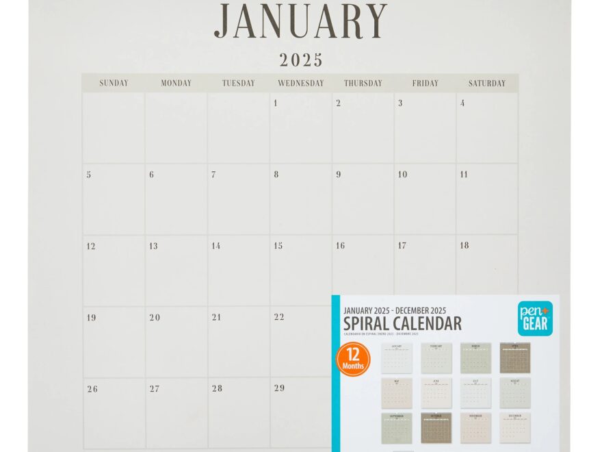 PEN GEAR Brandclub Pen Gear January 2025 December 2025 12 Month Spiral Calendar Blush Neutrals 12 X 12