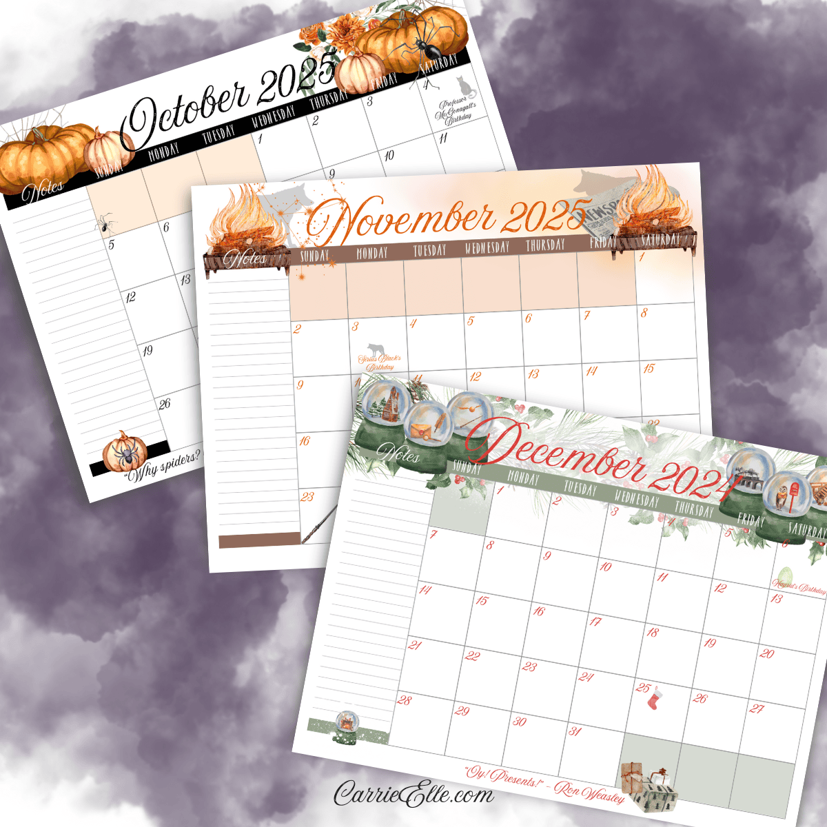 Plan Like A Wizard 2025 Printable Harry Potter Inspired Calendar Download Carrie Elle