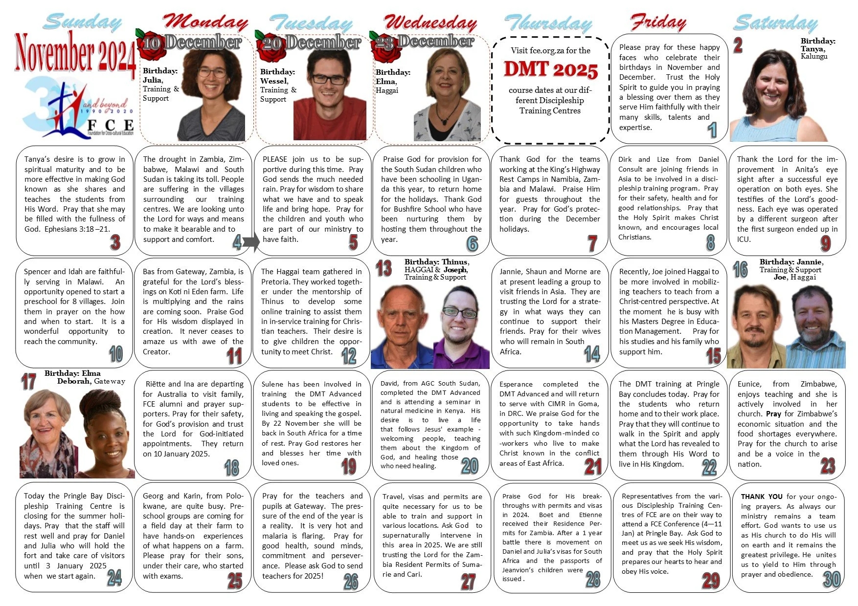 Calendar November 2025 Prayer