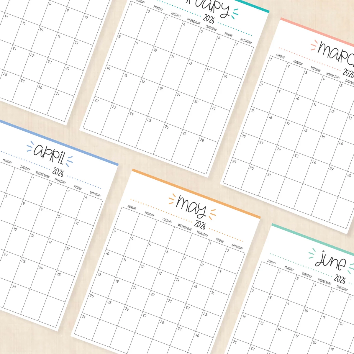 Printable 2026 Calendar Buzzy Burst