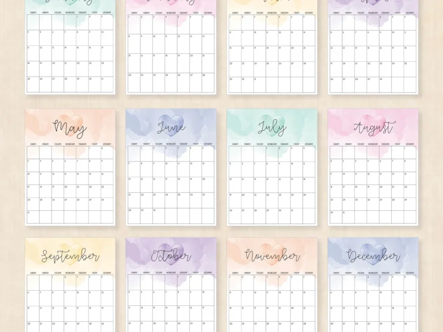 Printable 2026 Calendar Colorful Crush