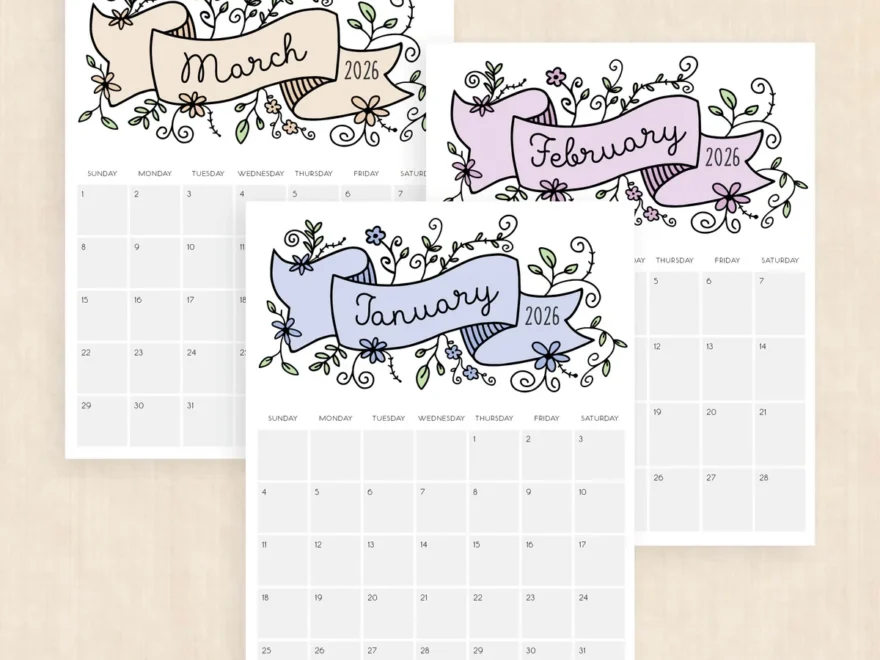 Printable 2026 Calendar Lavish Lillies