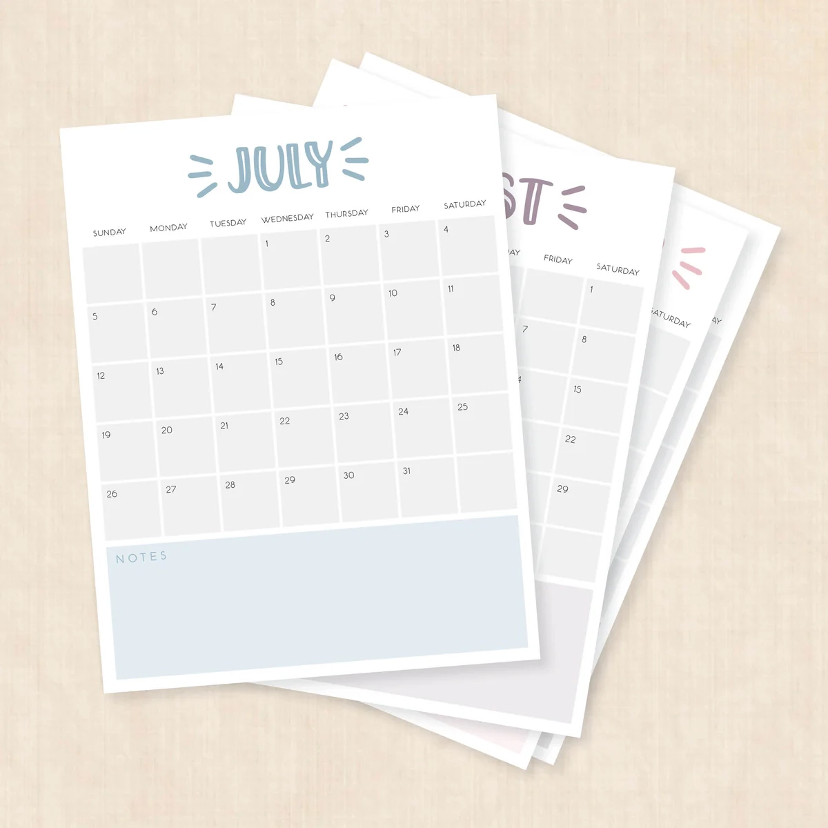 Printable 5x7 Calendar 2026
