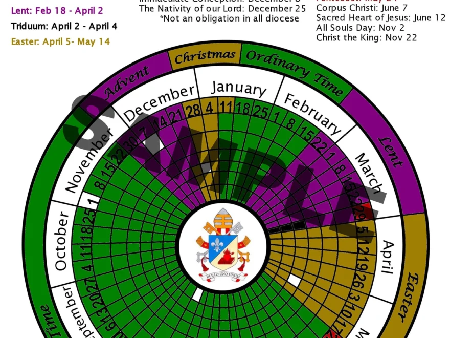 Printable 2026 Liturgical Calendar Downloadable Catholic Worksheet Etsy