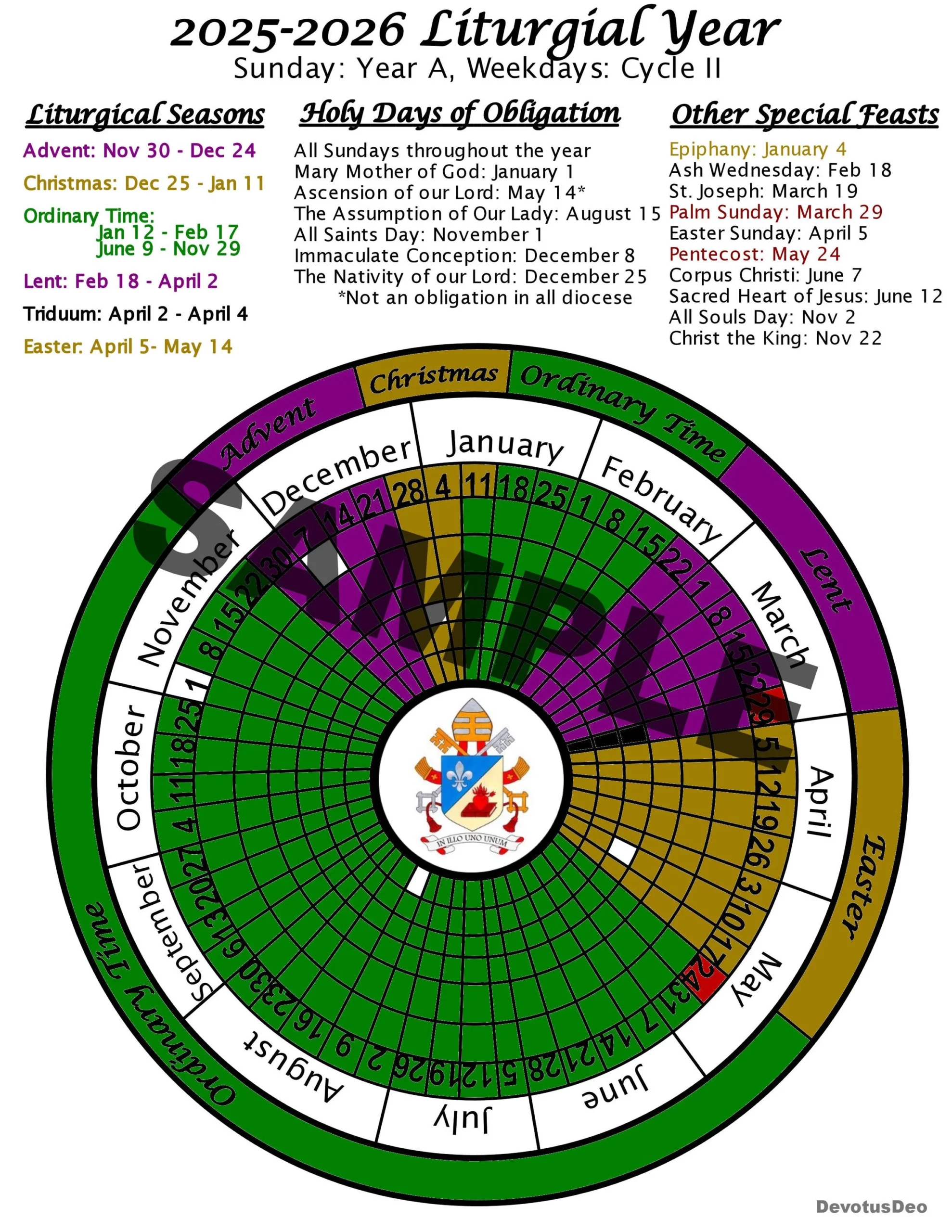 Printable 2026 Liturgical Calendar Downloadable Catholic Worksheet Etsy