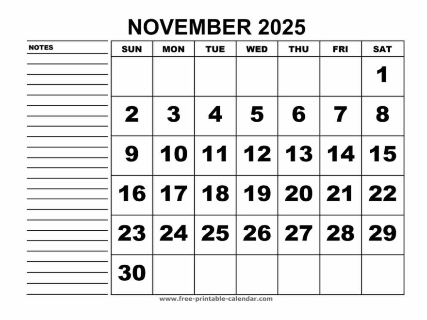 Printable Calendar November 2025